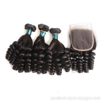 Unprocessed Mink Brazilian Human Hair Cuticle Aligned Full Thick Super Bouncy Funmi Double Drawn Fancy Curl Remy Hair Bundles